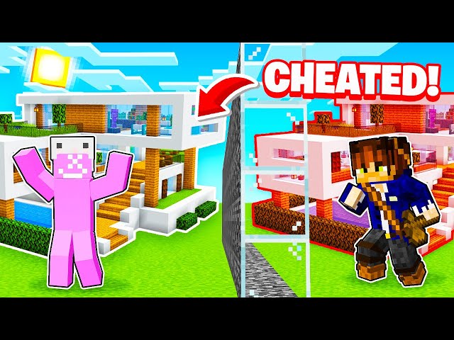 I Cheated with ONE WAY GLASS in a Building Challenge! (Minecraft)