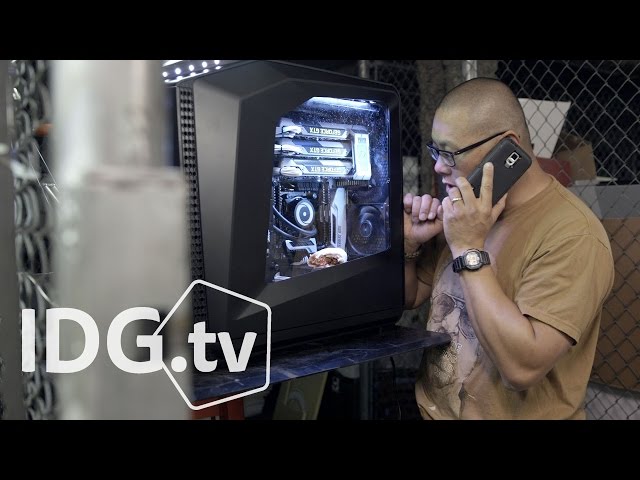 The Origin PC Millennium can show off its three GeForce GTX 980Ti cards from either side
