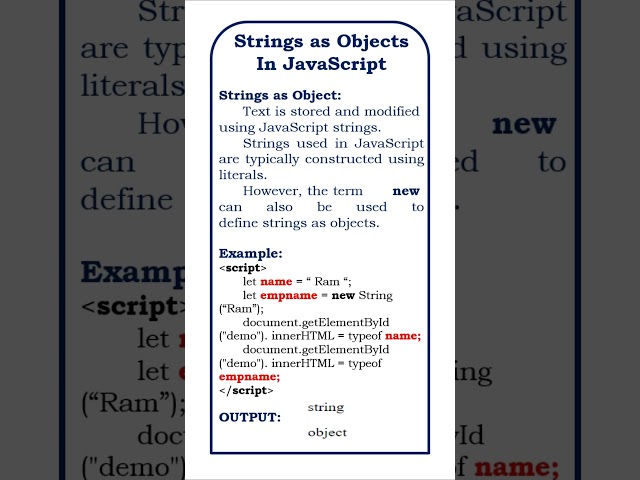 strings as object in JavaScript #strings #object #javascript #jscript #javascriptprojects #java