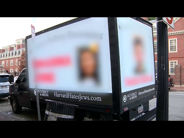 Rolling billboard claims display of ‘Harvard's Leading Antisemites’ names, faces