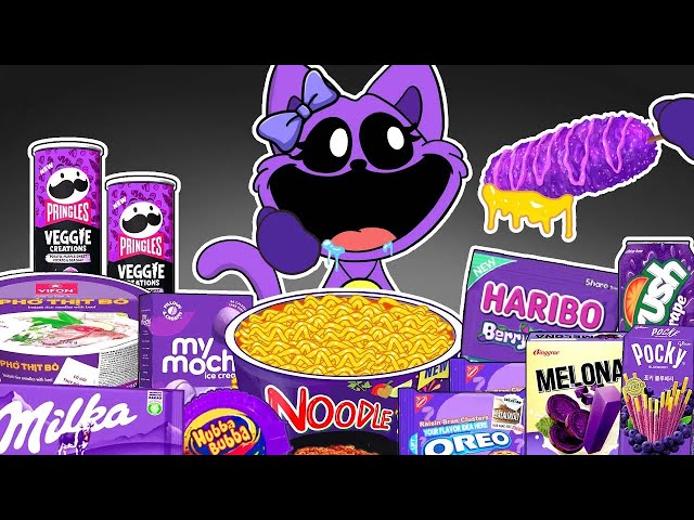 Amazing Convenience Store PURPLE Food Mukbang with CATNAP GIRL | Poppy Playtime 3 Animation | ASMR