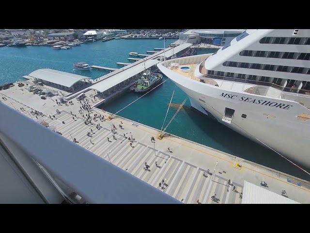 Mardi Gras Cruise parked next to MSC Ship @ Nassau 2024