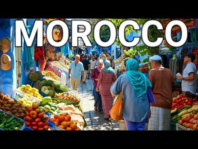 🇲🇦 MOROCCO WALKING YOUR, VISUAL FEAST OF MOROCCO'S SPECTACULAR BLUE CITY, 4K HDR