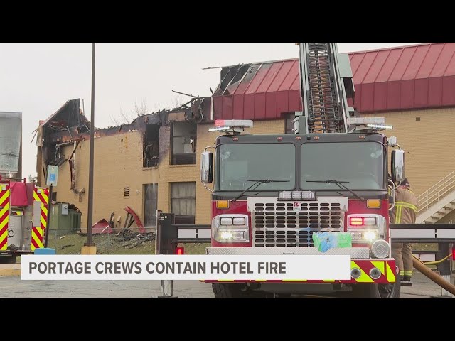 No one injured after large fire at Portage Days Inn