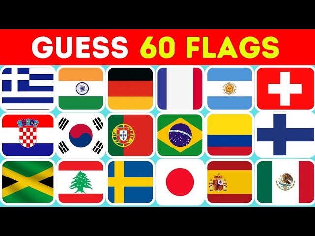 🚩Guess the country by the flag quiz 🌍 | can you guess the 60 flags?