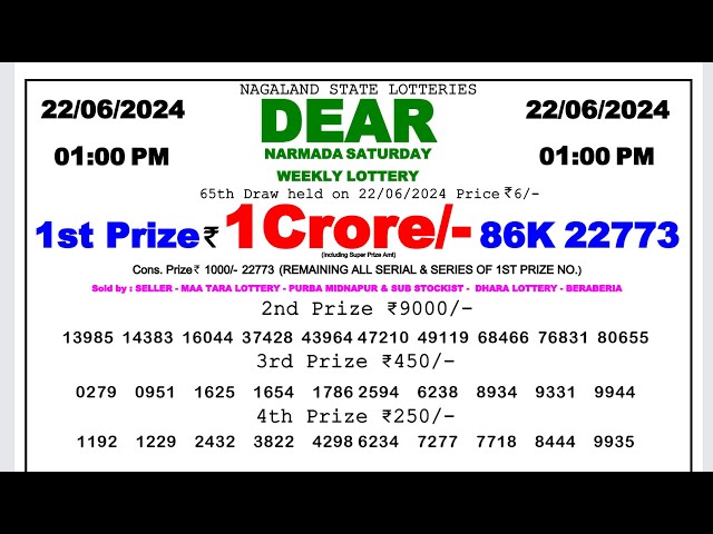 🔴 Lottery Sambad Live 01:00pm 22/06/24 Morning Nagaland State Dear Lottery Result Pdf Download