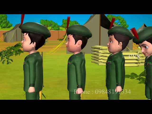 3D Animation Five Little Soldiers Nursery Rhyme for children with Lyrics