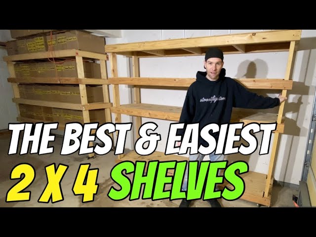How to build  2x4 storage shelf shelves shelving garage basement EASY DIY do it yourself wood ideas