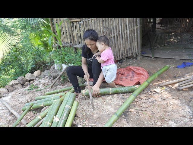 Single Mother - Practice making a bamboo crib for your baby & harvesting pumpkins to sell