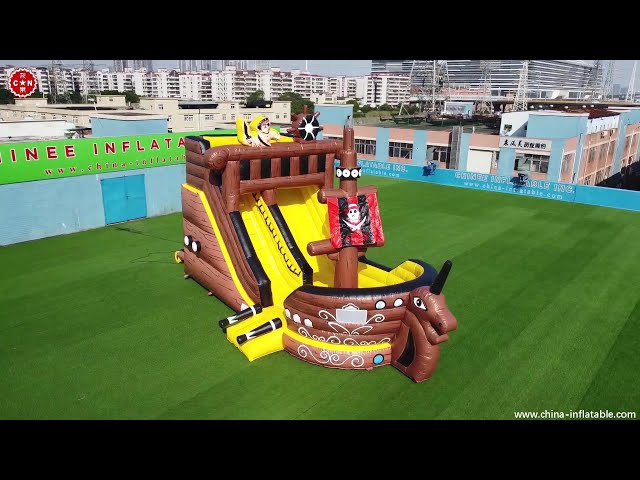 Outdoor top quality Plato PVC material dry slide combo pirate ship theme inflatale slide T8-1351