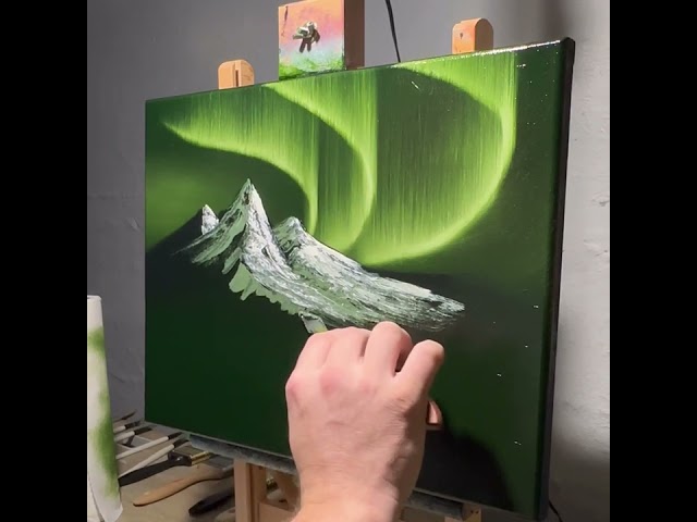 Northern Lights Bob Ross Style Oil Painting #bobross #northernlights #art #howto #video #oil #paint