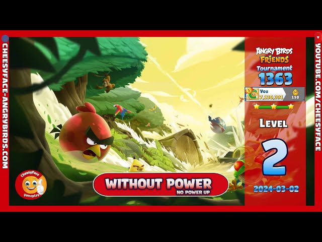 HOW TO GET 3 Stars for LEVEL 2 ANGRY BIRDS FRIENDS TOURNAMENT 1362 without POWER ( NO POWER-UP )