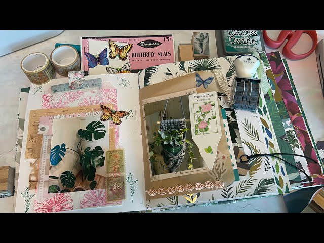 Journaling session in my plant diary // junk journal layouts