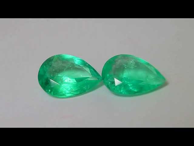 Perfection! 11.76tcw Loose Natural Colombian Emerald Pair ~ Pear Shape