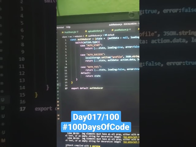 Day0️⃣1️⃣7️⃣ of #100daysofcode Redux, JWT, Router, Authentication, SharePost #webdeveloper #react