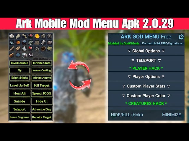 2.0.29 Ark Mobile Mod Menu Apk | God Console, Unlimited Amber, unlimited shopping, No Password..