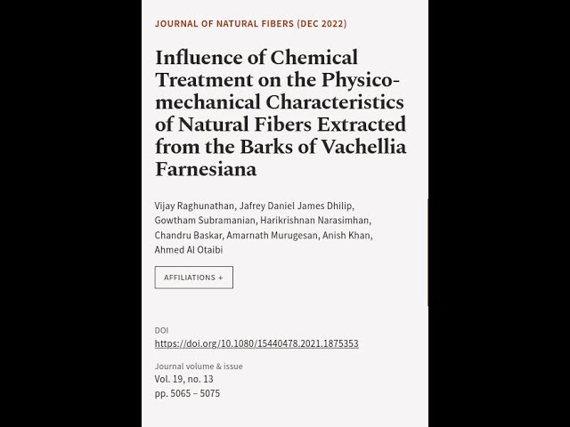 Influence of Chemical Treatment on the Physico-mechanical Characteristics of Natural ... | RTCL.TV