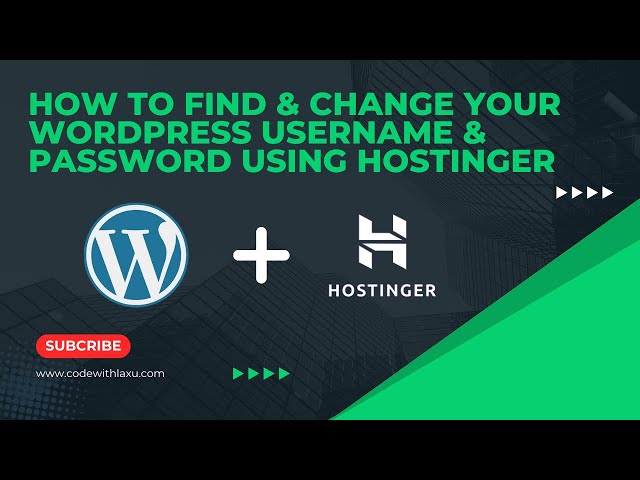 How to Find & Change Your WordPress Username & Password using Hostinger || Wordpress Tutorial 2024✅