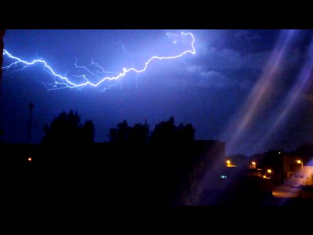 Wonderful lightning coming out of the cloud with thunder synced 7 April 2016, Bahrain