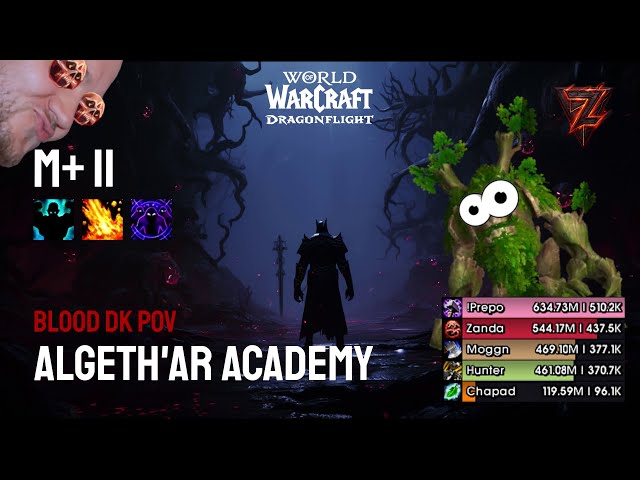 +11 Algeth'ar Academy Fortified | Blood DK gameplay | M+ Dragonflight WoW 10.2.7 Season 4