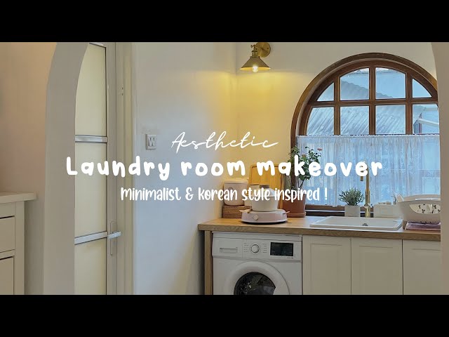 Aesthetic Laundry room makeover 🌱 minimalist & korean style inspired | Cottage core aesthetic