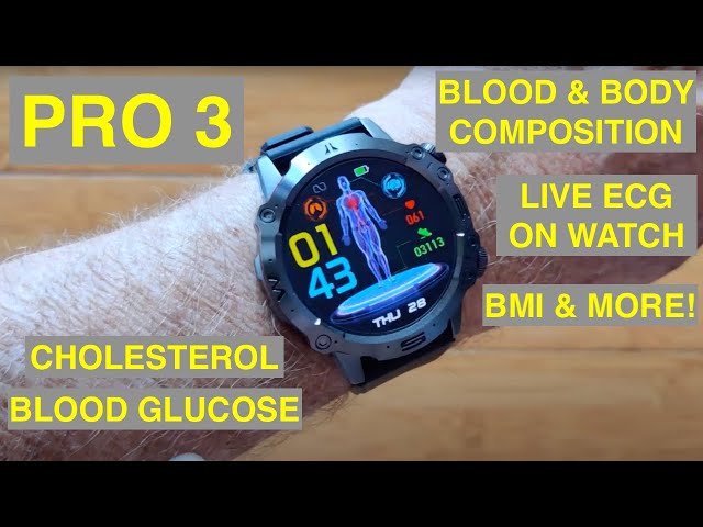 PRO 3 AMOLED BT Call IP68 Live ECG/HR/BP/HRV/Glucose/Lipids/BodyTemp/SpO2 Smartwatch: Unbox&1st Look