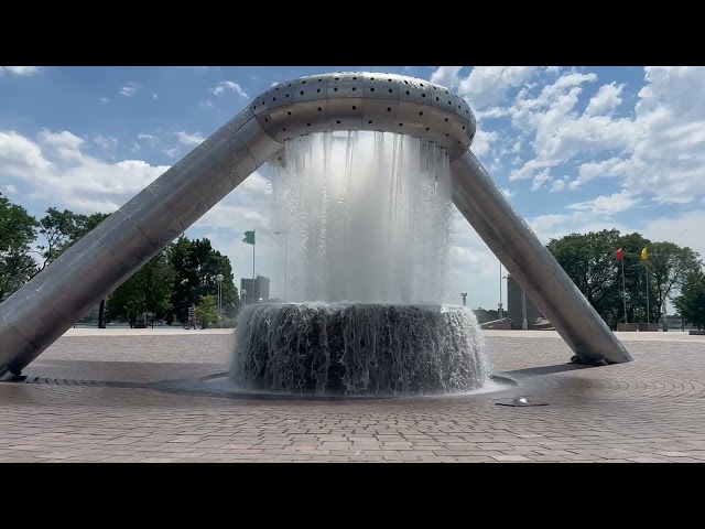 Dodge Fountain in Detroit's Hart Plaza is running once again