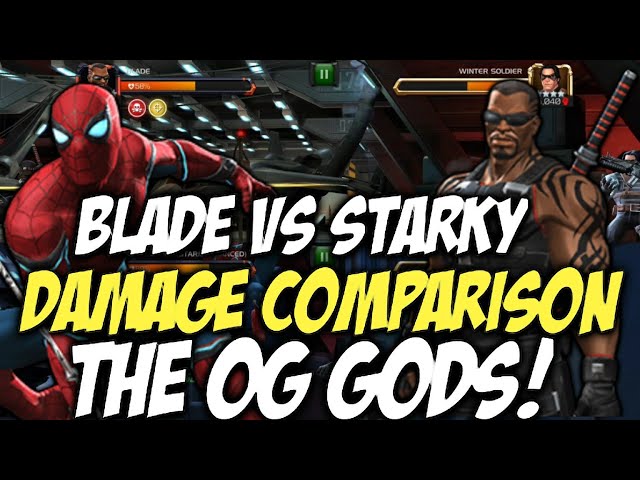 Blade Vs Stark Enhanced Spiderman Damage Comparison | Marvel Contest Of Champions