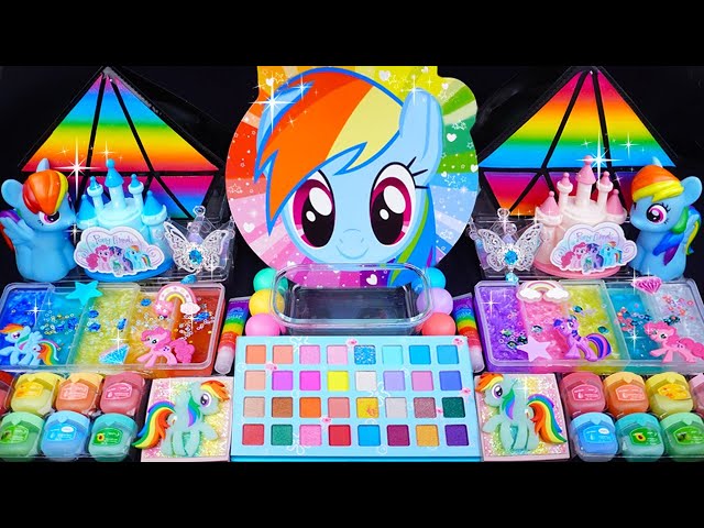 My Little Pony Rainbow Dash Slime Mixing Random things into slime #ASMR #Satisfying #slimevideo