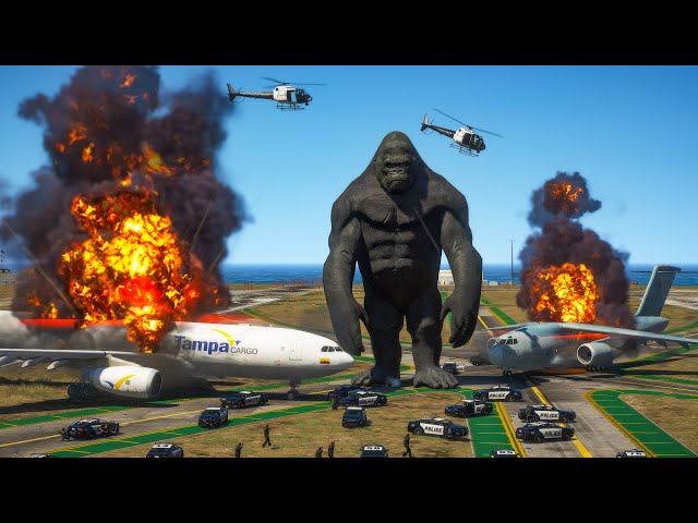 GTA 5 | King Kong Attack Airport #7 | King kong vs police | King kong fight