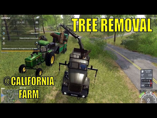 Tree Blocking the Road! - Tree Removal @ Californa Farm - FS19- no dialogue (#20)
