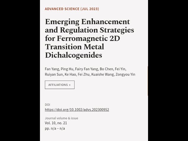 Emerging Enhancement and Regulation Strategies for Ferromagnetic 2D Transition Metal ... | RTCL.TV