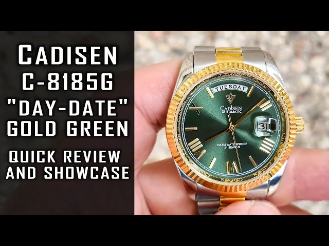 Upgraded Cadisen C-8185G green gold automatic watch review and showcase #cadisen #gedmislaguna