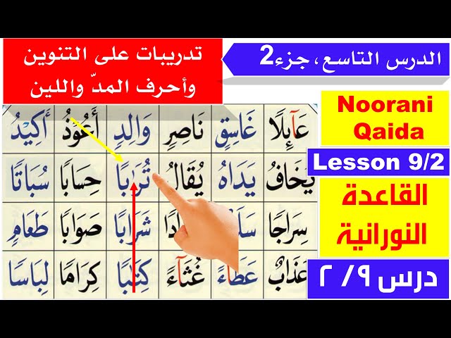 Noorani Qaida lesson 9 | Basic Arabic for beginners | madd sukoon leen | Qaida Nuraniya lesson 9