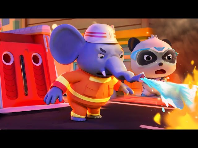 Super Rescue Team Ep 5 - Super Panda Rescues Firefighter Elephant | BabyBus TV - Kids Cartoon