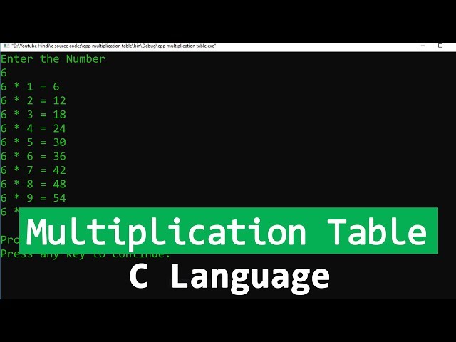 C Program to Print Multiplication Table