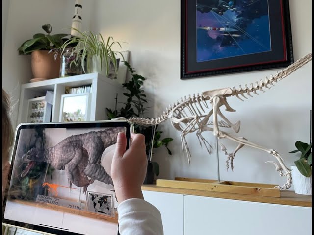 Augmented 3D Printed Velociraptor Skeleton