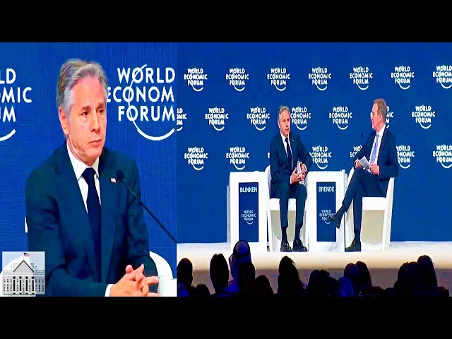Secretary of State Blinken Talks Global Issues with World Economic Forum President