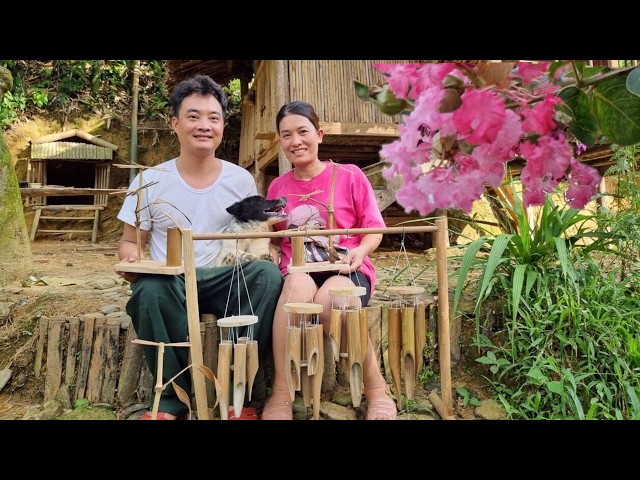 Make bamboo wind chimes to sell - clean up the vegetable garden after the flood - visit Sua's mother