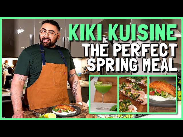 Roasted Salmon With The Perfect Appetizer And Spring Cocktail | Kiki Kuisine | Joey Camasta