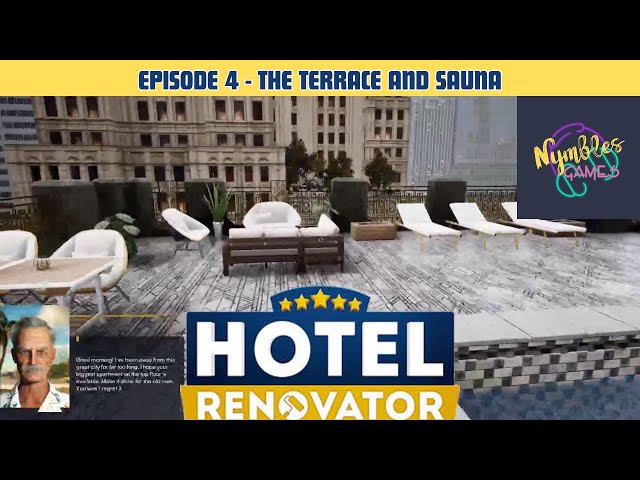 Hotel Renovator - Episode 4 speed build - Terrace, sauna, changing rooms and Hall - no commentary