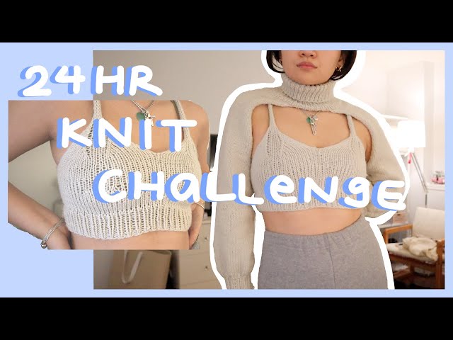 24 hr knit challenge - matching crop top *10K SUB GIVEAWAY* | diy pattern