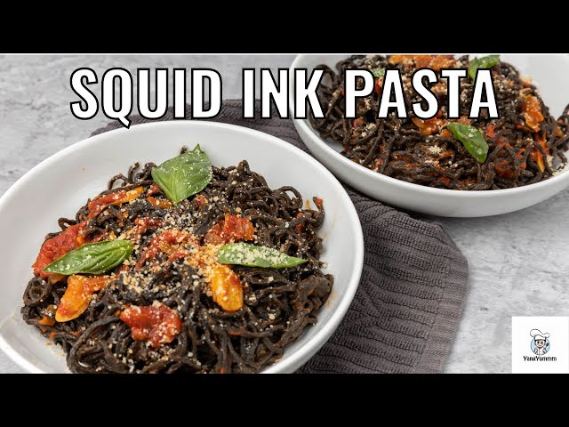 Squid Ink Pasta (Spaghetti with Homemade Marinara Sauce)