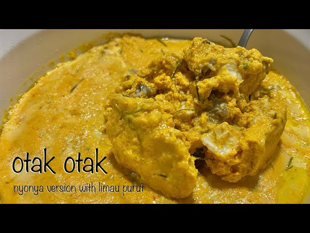 This version of otak otak (“brains”) is a soft aromatic egg custard with chunks of fish