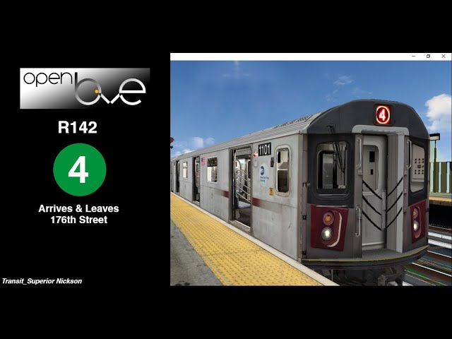 OpenBVE NYCTA Subway / Quickie: R142 (4) Train Enters & Leaves 176th Street