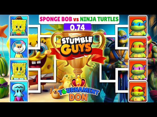 NEW SKIN 0.74 | SPONGE BOB vs NINJA TURTLES | Stumble Guys Tournament