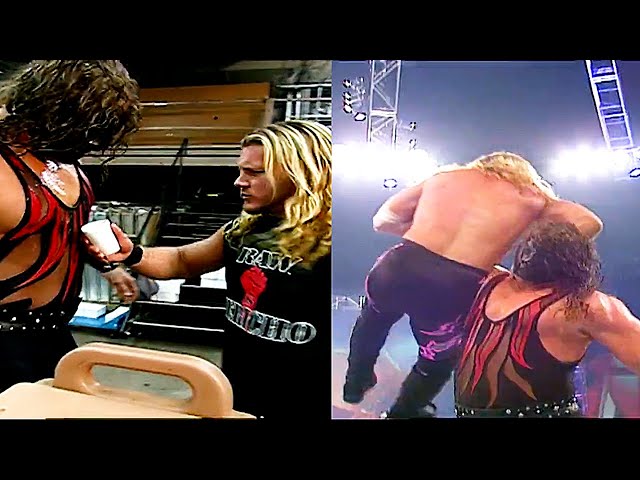 Kane One Arm Chokeslams Chris Jericho After Inadvertently Getting Coffee Spilled On Him! 10/23/00