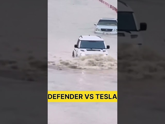 Land Rover Defender Vs Tesla 😅 #defender #tesla #shortsfeed