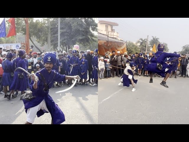 Gatka Swords spin/warriors fight//sikh martial arts //sikh culture demonstration at nagar kirtan