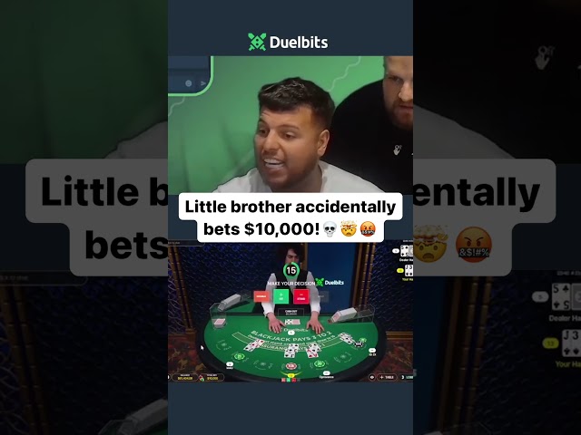 The little brother accidentally bet $10,000 on BLACKJACK!! - #slots #blackjack #duelbits #stake